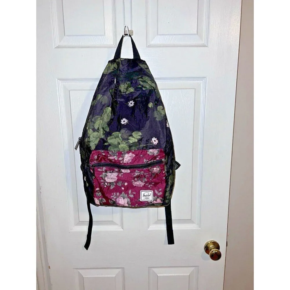 HERSCHEL Nova Standard Backpack Floral Black Maroon Bookbag